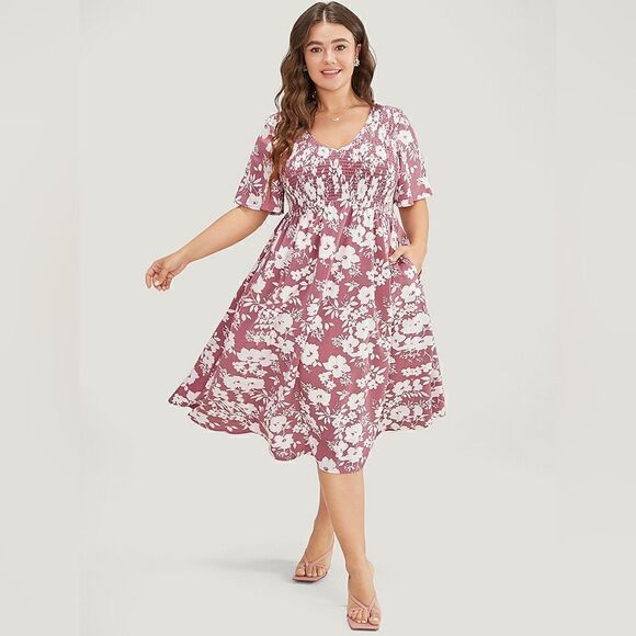 Bloomchic Floral Shirred Front Dress - Picture 1 of 8
